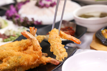 Fried food. Korean style fried shrimp