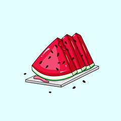 Watermelon slices placed on a white plate 