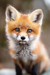 Fototapeta premium eyes bright blue, gazing directly at the lens with an attentive expression