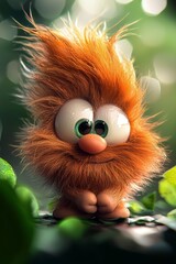 Fototapeta premium A tight shot of a furred creature perched on a branch, surrounded by foreground leaves, and a background softly out of focus