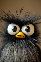 Obraz premium A tight shot of a black-and-white bird with large, expressive eyes and a fluffy crest on its head