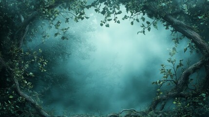 Fototapeta premium Foggy Forest Canopy with Twisted Branches