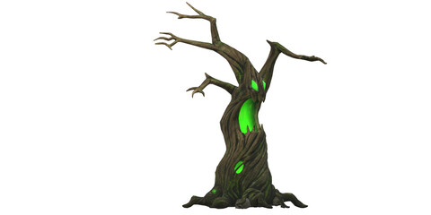 Scary Spooky Ghost Tree isolated on a Transparent Background