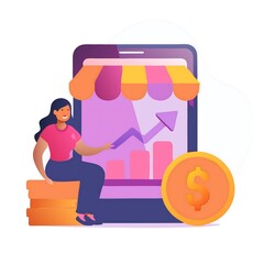 Modern flat vector illustrations of digital e-commerce and online shopping