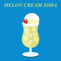 Melon Cream Soda. Vector Illustration.