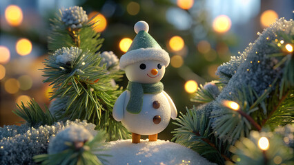 Obraz premium Figures of a snowman on a Christmas tree