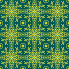 Talavera pattern. Azulejos portugal. Turkish ornament. Moroccan tile mosaic. tile pattern green color