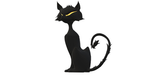 Scary Black cat isolated on a Transparent Background