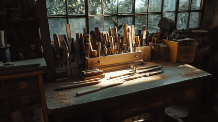 A collection of wooden tool handles freshly sanded and polished