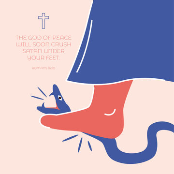 Jesus crushes the snake with feet