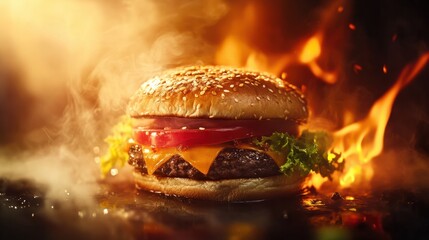 delicious burger on halloween night, spooky promo, halloween advertising