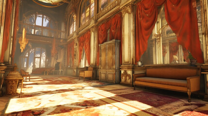 Obraz premium interior christmas. magic glowing tree, fireplace and gifts