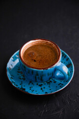 blue cup with coffee