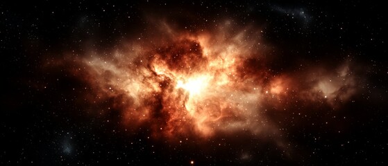  A crisp image of a stellar cluster in the night sky, featuring a vivid orange star at its core