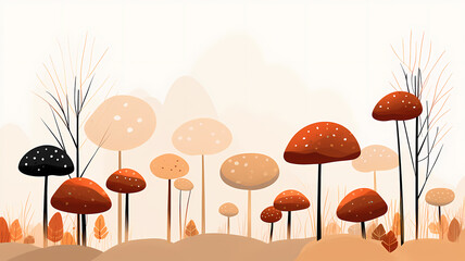 Mushrooms in the autumn forest