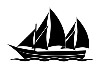 Sailing | vector silhouette illustration on white background