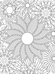 Fototapeta premium Flowers Coloring Pages For Adules