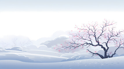 Fototapeta premium Snowy mountain forest winter illustration