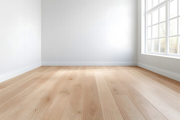 Naklejka premium Close-Up of White Oak Flooring Corner | Showcasing the Elegance and Durability of Hardwood Floors