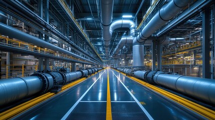 Industrial facility with extensive piping and structure.