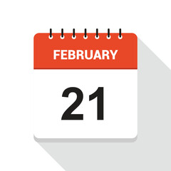 February 21 Calendar Date Icon