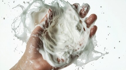 Obraz premium A person washing their hands with soap, clean hygiene practice