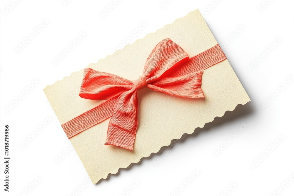 Poster a closed envelope with a red ribbon tied around it