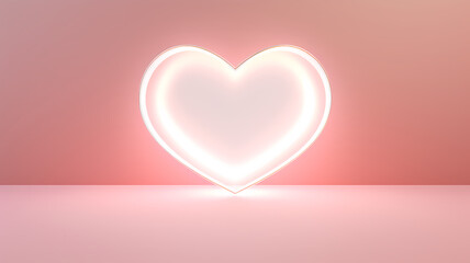 Glowing love heart on pink background