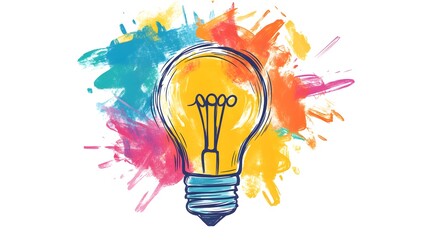 Colorful drawing of an illustration with the concept and idea theme, vector logo design for business on a white background