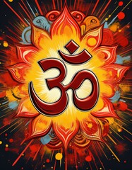 AUM (OM) Universal Of Hindu Symbols on the white background