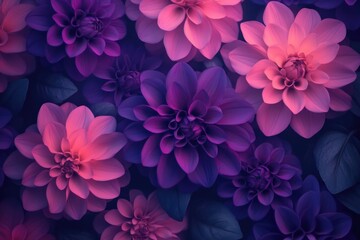 Obraz premium Close-up shot of a bouquet of purple flowers with green leaves, perfect for spring or nature-themed designs