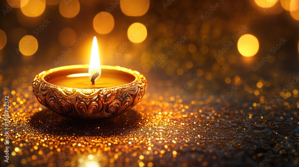 Poster a single lit candle sits on top of a table in a warm and cozy setting