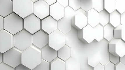 Naklejka premium Abstract 3D Geometric Hexagon Pattern Background Rendered in White