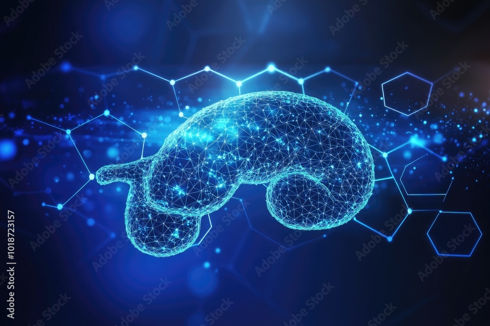 Poster a medical image of a brain scan on a blue background