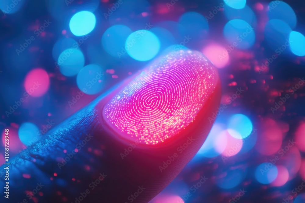 Poster A close-up of a finger with a visible fingerprint