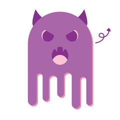 cute purple halloween ghost with angry face