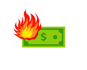 Illustration of burning dollar bills