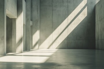 A simple room with a concrete wall and floor