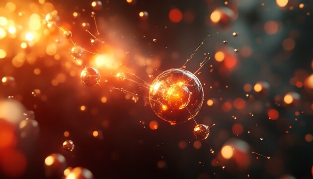 Nuclear fission reaction in progress, with atoms splitting and releasing vast amounts of energy in a simulation