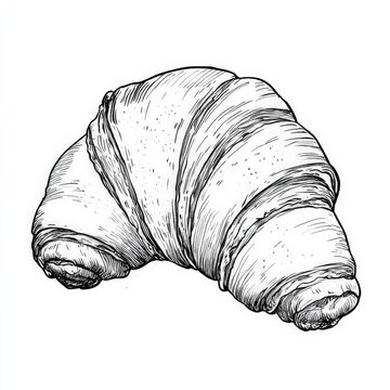 recommend clip art: Croissant Drawing. Hand-drawn Cartoon Illustration of French Pastry in Black and White