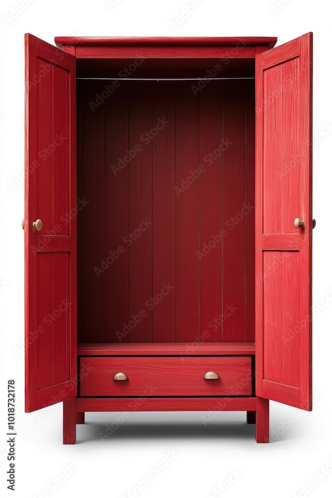 Poster a simple red cabinet with a drawer underneath
