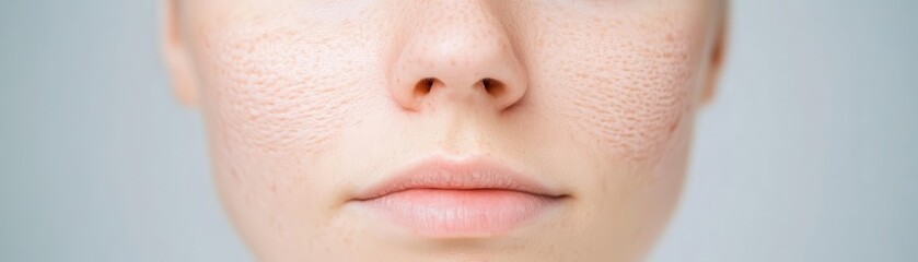 Fototapeta premium Close-up of a person's skin texture revealing dryness and imperfections.