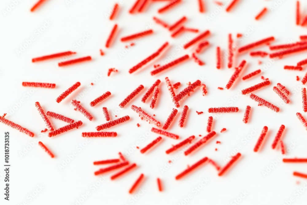 Aufkleber a cluster of tiny red pushpins in a tight shot