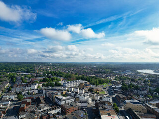 Aerial View of Southampton Port City of South England Coast, United Kingdom. May 17th, 2024. Drone's Camera Footage from Altitude.