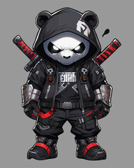 A Drawing Of A Panda Wearing A Jacket With The Number 3 On It