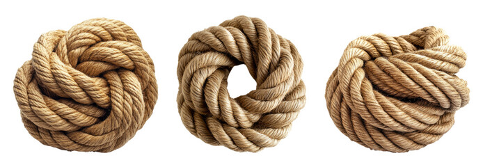 Various twisted ropes in neutral colors