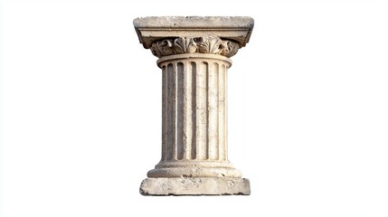 beautifully detailed letter I emerges from an antique column texture, set against a pristine white background, celebrating classical architectural artistry and timeless design.
