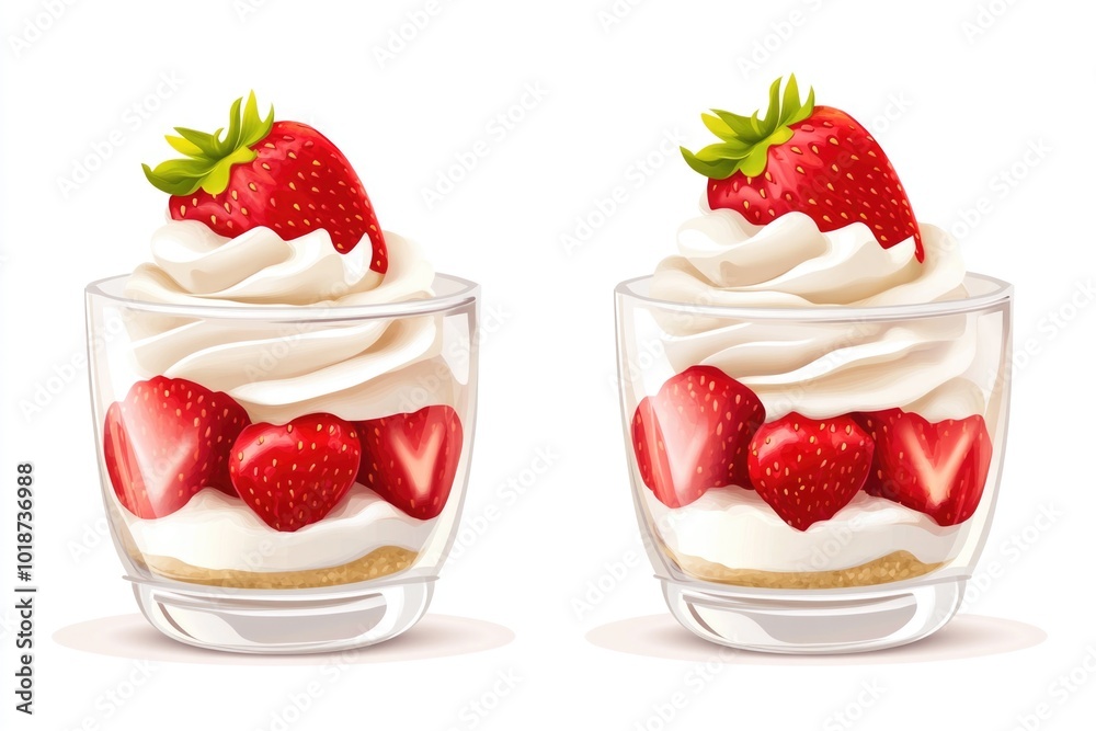 Canvas Prints Two sweet treats with fresh strawberries and whipped cream on top