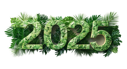 Vibrant Green Leaves for Year 2025 Celebration