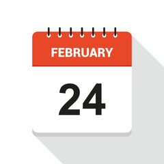 February 24 Calendar Date Icon